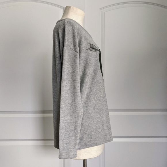 Chaser Pullover Heart Print Long Sleeve Scoop Neck Lounge Heather Grey M NWT - Picture 7 of 15